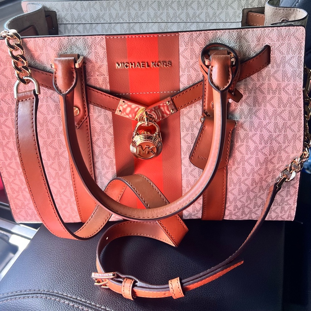 Michael Kors Red and Brown Satchel